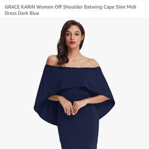 Grace Karin Navy Batwing Off Shoulder Dress Sz Medium - Never worn w/tags